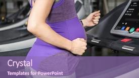  Presentation with running treadmill - Beautiful slides featuring organizacion - mid section of pregnant woman backdrop and a coral colored foreground