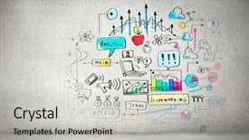  Presentation with business plan - Beautiful slide deck featuring organization chart - business plan image with collage backdrop and a light gray colored foreground