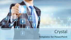  Presentation with chain - Slide set consisting of organization chart - close up of businessman drawing background and a light blue colored foreground