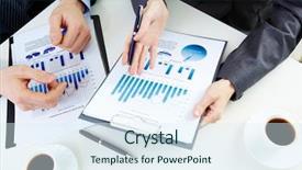  Presentation with people - Presentation theme consisting of organization chart - hands of business people working background and a sky blue colored foreground