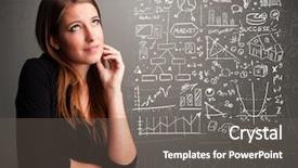  Presentation with young woman - Slide set enhanced with organization chart - pretty young woman looking background and a  colored foreground