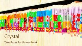  Presentation with files - Beautiful slide deck featuring organization chart - rows of files backdrop and a cream colored foreground