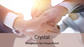  Presentation with business partner people joining hand - Beautiful slide set featuring organization trust - business people folding their hands backdrop and a  colored foreground