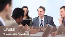  Presentation with employees working together - PPT layouts with organization trust - businessman holds working meeting background and a  colored foreground