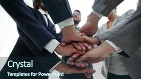  Presentation with team hands - Theme enhanced with organization trust - closeup the hands background and a wine colored foreground