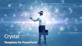  Presentation with social research - PPT theme enhanced with international relations - manager with vr headset background and a teal colored foreground