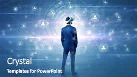  Presentation with social research - Beautiful slide set featuring organizational desing - manager with vr headset backdrop and a  colored foreground