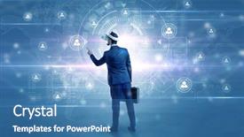  Presentation with social research - Slides consisting of international relations - manager with vr headset background and a teal colored foreground