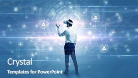  Presentation with social research - Slide set with international relations - manager with vr headset background and a teal colored foreground