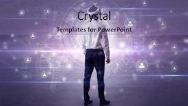  Presentation with social research - PPT theme having organizational desing - manager with vr headset background and a  colored foreground