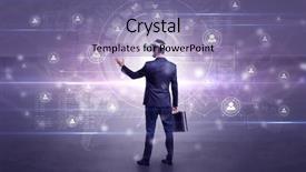  Presentation with social research - Beautiful slide set featuring organizational desing - manager with vr headset backdrop and a  colored foreground