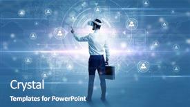  Presentation with social research - Theme enhanced with organizational desing - manager with vr headset background and a  colored foreground