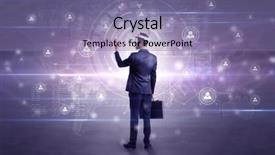  Presentation with social research - Colorful PPT theme enhanced with organizational desing - manager with vr headset backdrop and a  colored foreground