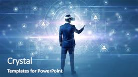  Presentation with social research - Theme with international relations - manager with vr headset background and a teal colored foreground