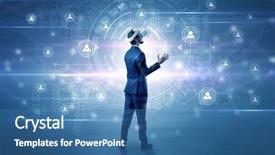  Presentation with social research - Amazing presentation theme having international relations - manager with vr headset backdrop and a teal colored foreground