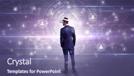  Presentation with social research - Theme with international relations - manager with vr headset background and a violet colored foreground