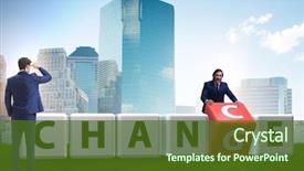  Presentation with be the change - Beautiful presentation design featuring organizational development - businessman taking chance for change backdrop and a tawny brown colored foreground