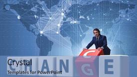  Presentation with change - Audience pleasing presentation theme consisting of organizational development - businessman taking chance for change backdrop and a teal colored foreground