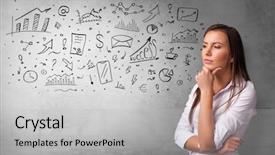  Presentation with thinking - Beautiful presentation design featuring organizational leadership - casual person thinking with drawn backdrop and a light gray colored foreground