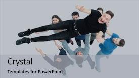  Presentation with victory team - Cool new theme with athletics organizations - concept of victory backdrop and a light gray colored foreground