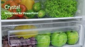  Presentation with fresh fruits vegetables - Colorful presentation enhanced with organize - fresh vegetables and fruits backdrop and a tawny brown colored foreground