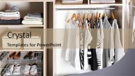  Presentation with closet - Presentation theme consisting of organize - large wardrobe closet with different background and a coral colored foreground