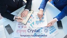  Presentation with statistics - Slide set enhanced with organize - overview of two businessmen discussing background and a sky blue colored foreground