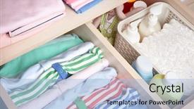  Presentation with baby clothes - Presentation design consisting of organize - wardrobe with clothes and necessities background and a light blue colored foreground