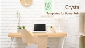  Presentation with workplace - Amazing presentation design having organize - workplace with laptop on desk backdrop and a cream colored foreground