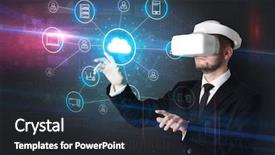  Presentation with knowledge sharing innovation social media - Amazing PPT theme having organize lifesize projected social media backdrop and a  colored foreground