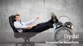  Presentation with directors chair - Theme consisting of organize manage - young handsome businessman sitting background and a gray colored foreground