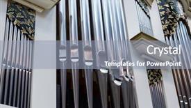  Presentation with pipe - Theme consisting of organs - close-up of modern steel organ background and a light blue colored foreground