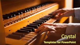  Presentation with church - Slide set enhanced with organs - detail of a man playing background and a tawny brown colored foreground