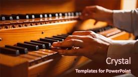  Presentation with church - Audience pleasing PPT theme consisting of organs - detail of a man playing backdrop and a tawny brown colored foreground