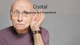  Presentation with hearing - Presentation theme having organs - elderly man with hearing problem background and a coral colored foreground
