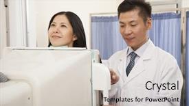  Presentation with female doctor - Audience pleasing presentation theme consisting of body internal organs - male doctor examining female patient's backdrop and a light gray colored foreground