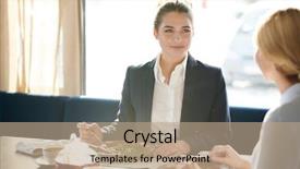  Presentation with organization - PPT theme having organizations - young confident businesswoman and her background and a coral colored foreground