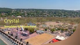  Presentation with amusement park - Beautiful PPT layouts featuring orhei-moldova-july-2021-aerial backdrop and a coral colored foreground