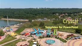  Presentation with amusement park - Slides having orhei-moldova-july-2021-aerial background and a tawny brown colored foreground