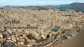  Presentation with fes - Colorful PPT theme enhanced with orient - aerial panorama of old medina backdrop and a coral colored foreground