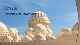  Presentation with mosque - Cool new slide deck with orient - el mina mosque dome close-up backdrop and a light blue colored foreground