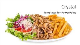  Presentation with white plate - Slides enhanced with orient - kebab sandwich on white plate background and a white colored foreground