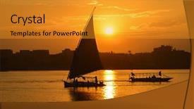  Presentation with nile river - Slide set enhanced with orient - sunset over nile river background and a gold colored foreground