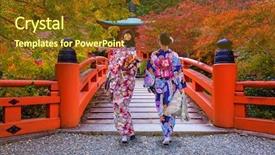  Presentation with kyoto - Slide deck consisting of orient - women in kimonos walking background and a tawny brown colored foreground