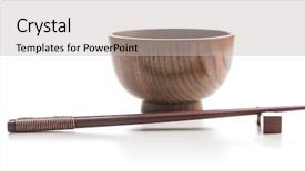  Presentation with chopsticks - Presentation theme enhanced with orient - wooden bowl and chopsticks isolated background and a light gray colored foreground