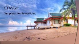  Presentation with thailand - Audience pleasing presentation design consisting of oriental architecture holiday house backdrop and a light blue colored foreground