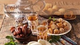  Presentation with mint - Cool new slide set with oriental-baklava-with-date-pastry backdrop and a coral colored foreground