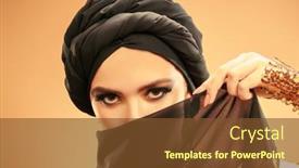  Presentation with cosmetics beauty - Beautiful slides featuring oriental-beauty-fashion-close-up backdrop and a tawny brown colored foreground