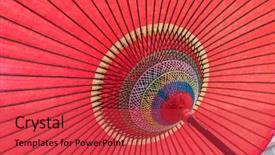  Presentation with umbrella - Slide deck featuring oriental craft - asian umbrella detail handmade decorated background and a red colored foreground