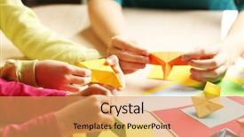  Presentation with paper making - Colorful theme enhanced with oriental craft - children making swan with coloured backdrop and a yellow colored foreground